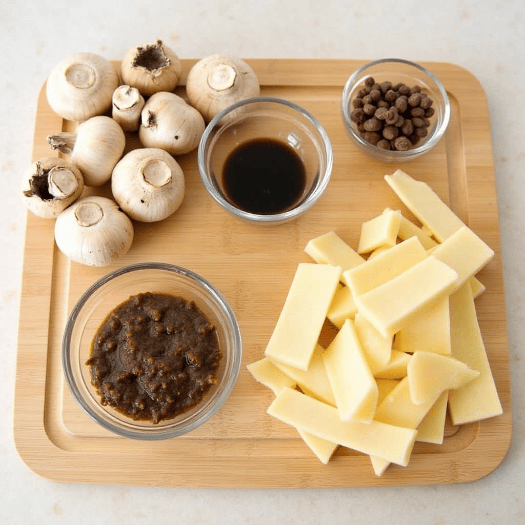 Umami-rich ingredients on a cutting board.