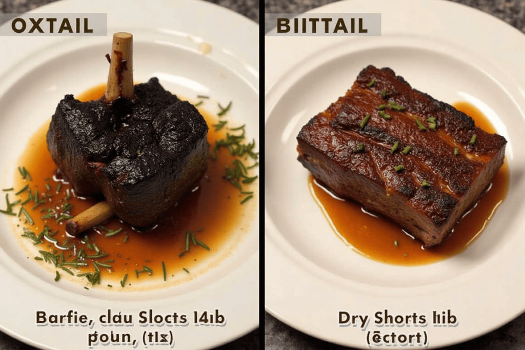 Overcooked oxtails and short ribs illustrating common errors.