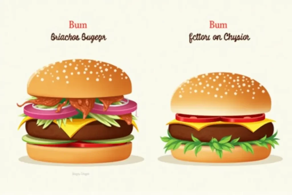 Brioche burger vs regular hamburger with different buns.