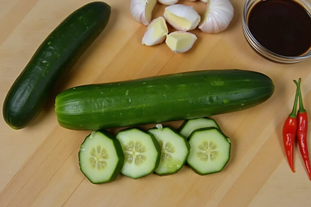 Fresh and vibrant Din Tai Fung cucumber dish, ready to serve.