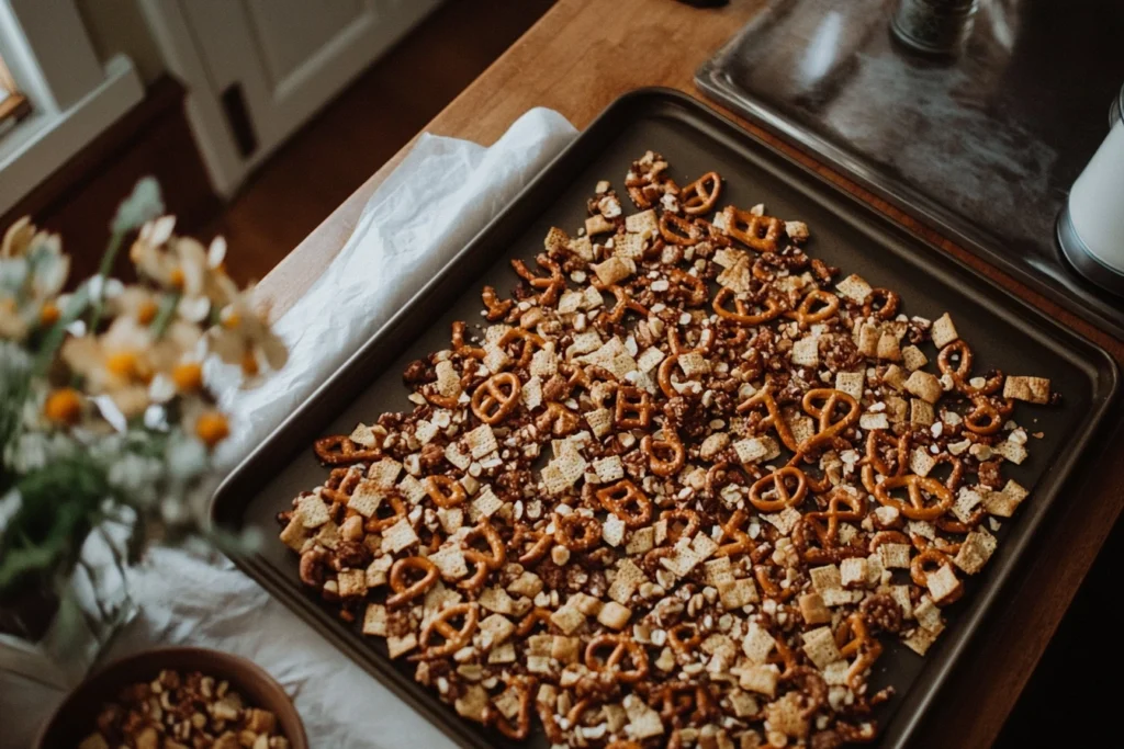 Three types of Chex Mix variations.