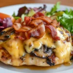 Alice Springs Chicken topped with cheese, bacon, and mushrooms