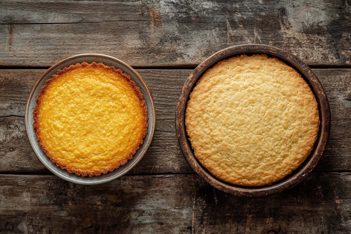 Side-by-side comparison of Northern cornbread and Southern cornbread