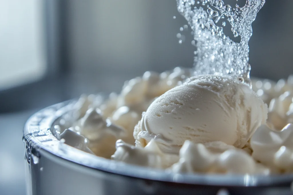 Ice cream container freezing in a freezer