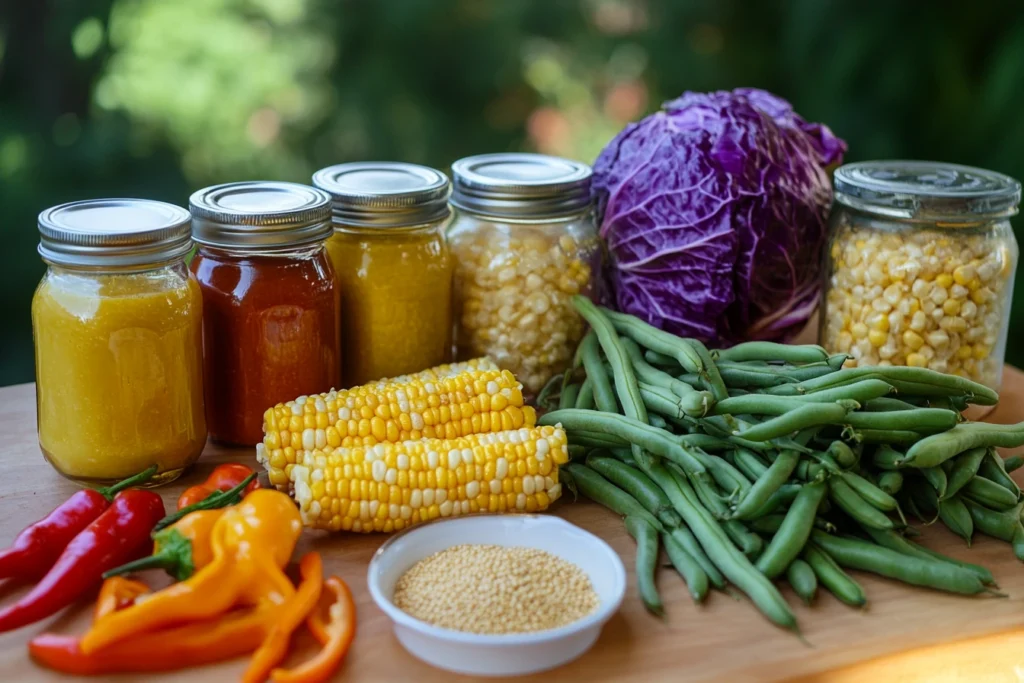 Fresh vegetables and spices used in making Amish chow chow.