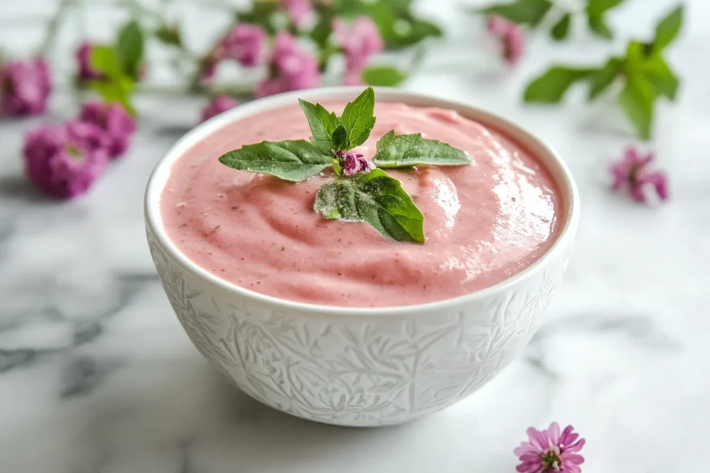 Bowl of frozen gazpacho created using the Ninja Creami