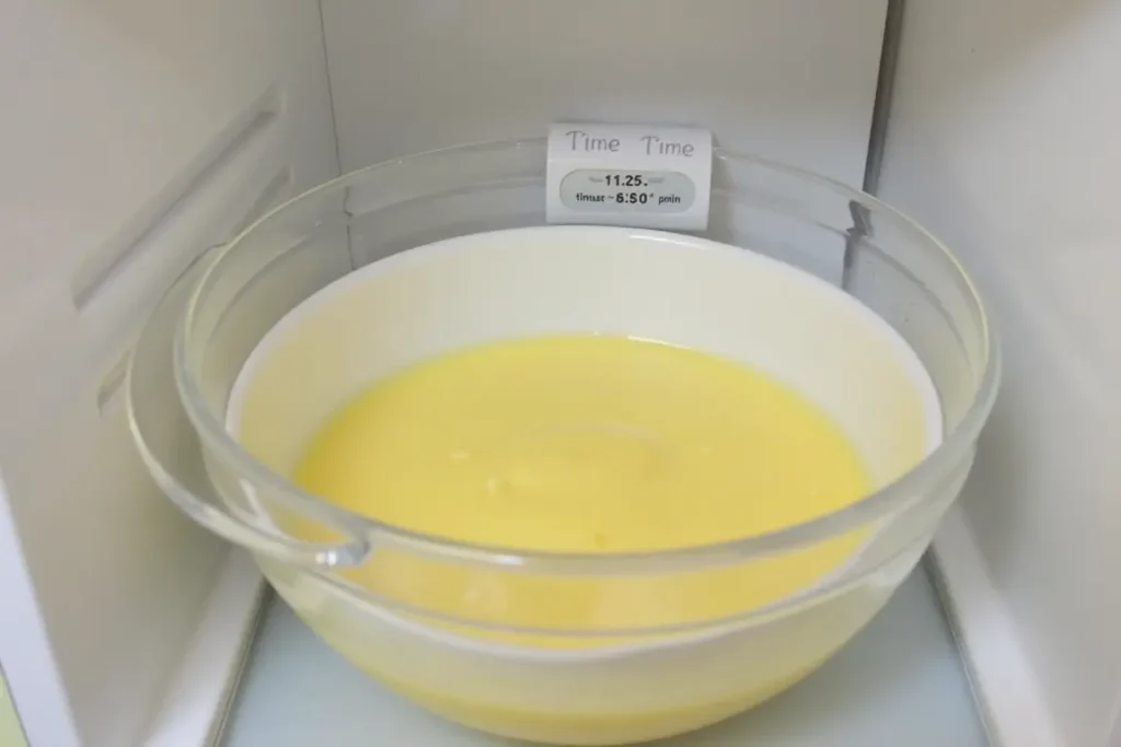 Refrigerating instant pudding to enhance its texture.