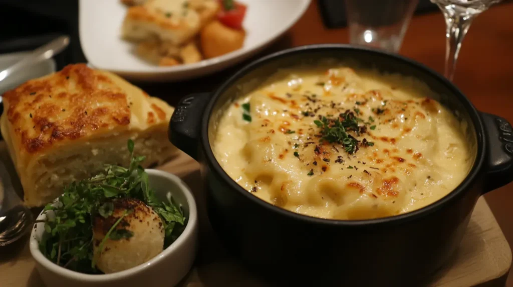 Creamy alfredo lasagna soup with side dishes