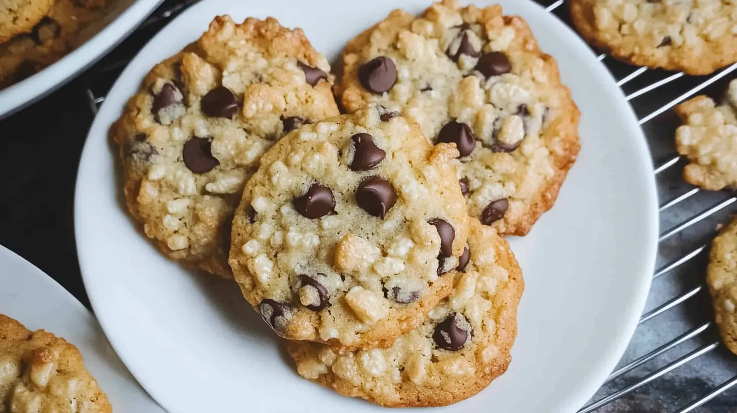 Tray of rice crispy chocolate chip cookies