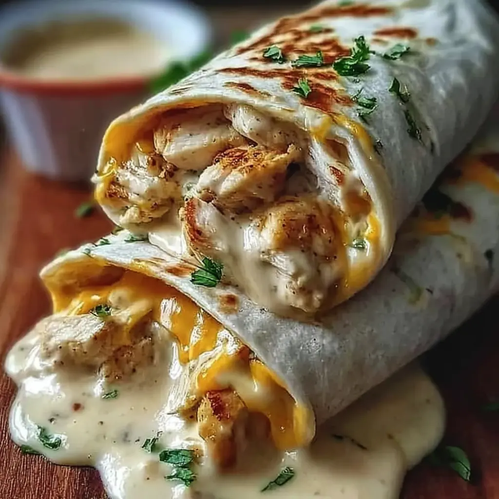 Cheesy Garlic Chicken Wraps